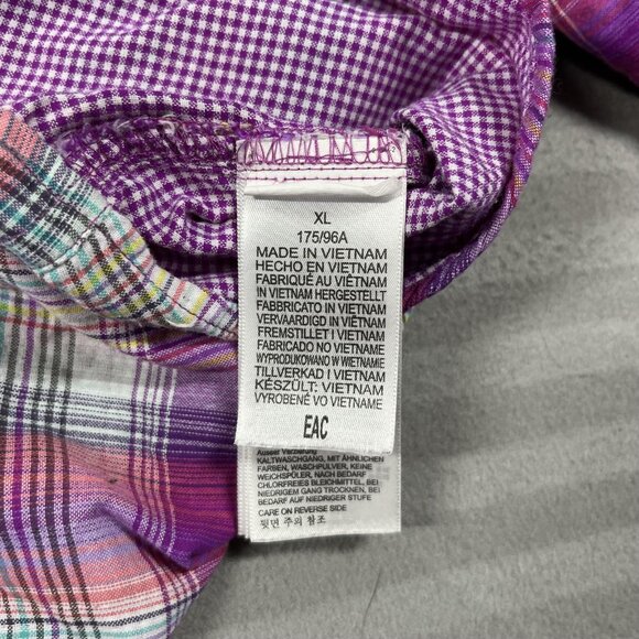 Marmot Shirt Womens XL Purple Pink Plaid Long Sleeve Button Down Hiking Nylon - Picture 5 of 11